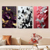 set of 3 Butterfly art wooden frames for wall decoration / sticky photo tile